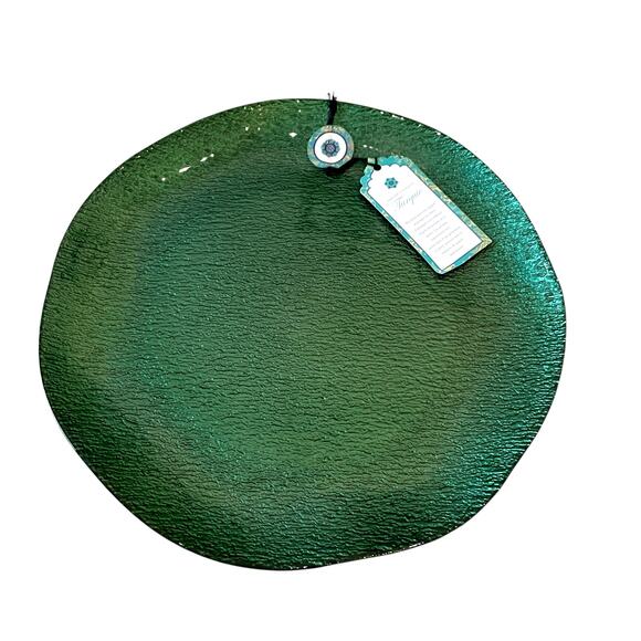 Artistic Accents Green Turkish Glass Charger Plate 13in Christmas Holiday New - Picture 11 of 11